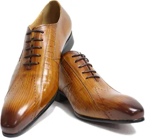 Men's Formal Dress Shoes Classic Oxfords Brogues Derbys Breathable Leather Lace-ups,Brown-38