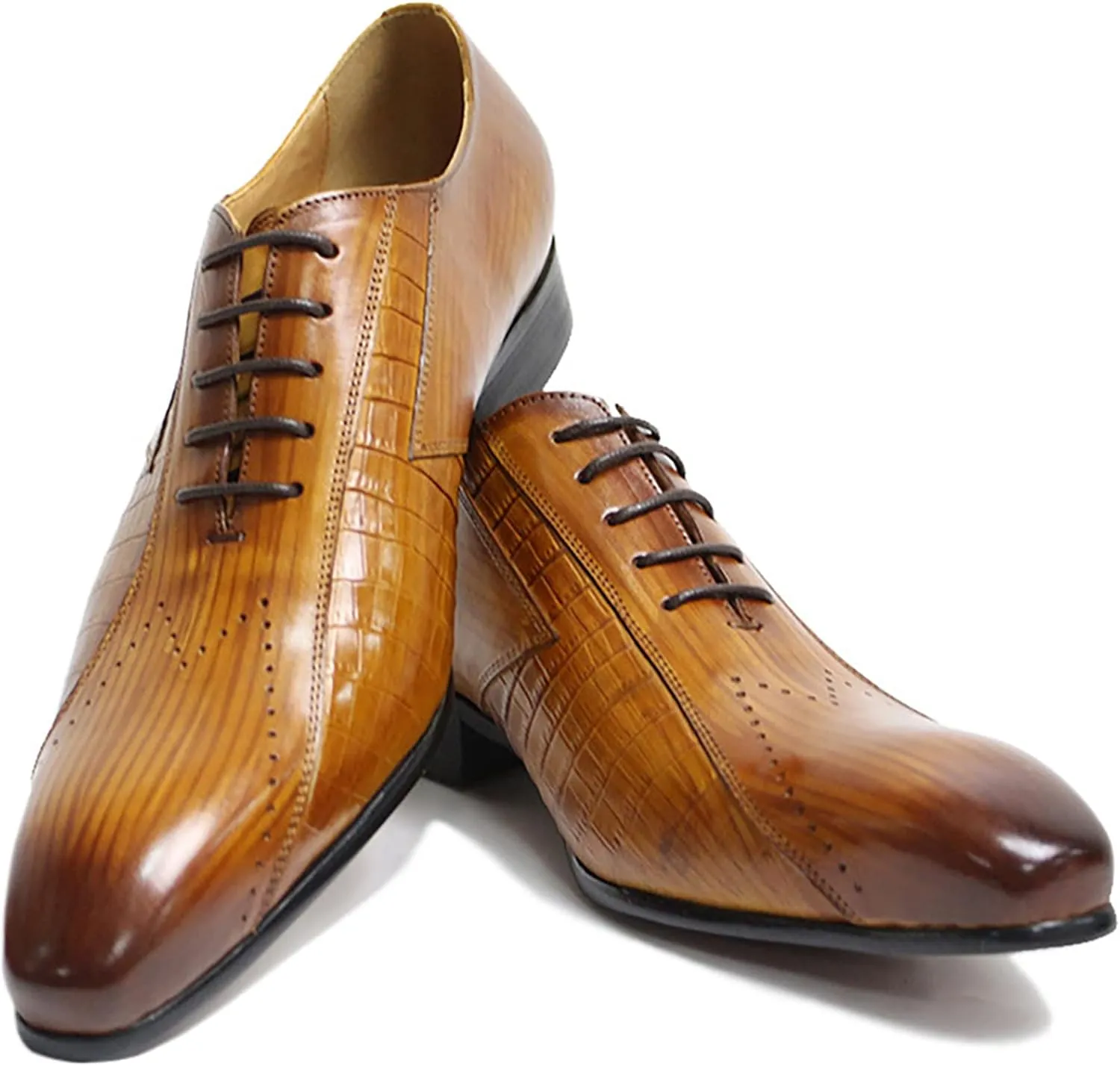 Men's Formal Dress Shoes Classic Oxfords Brogues Derbys Breathable Leather Lace-ups,Brown-40