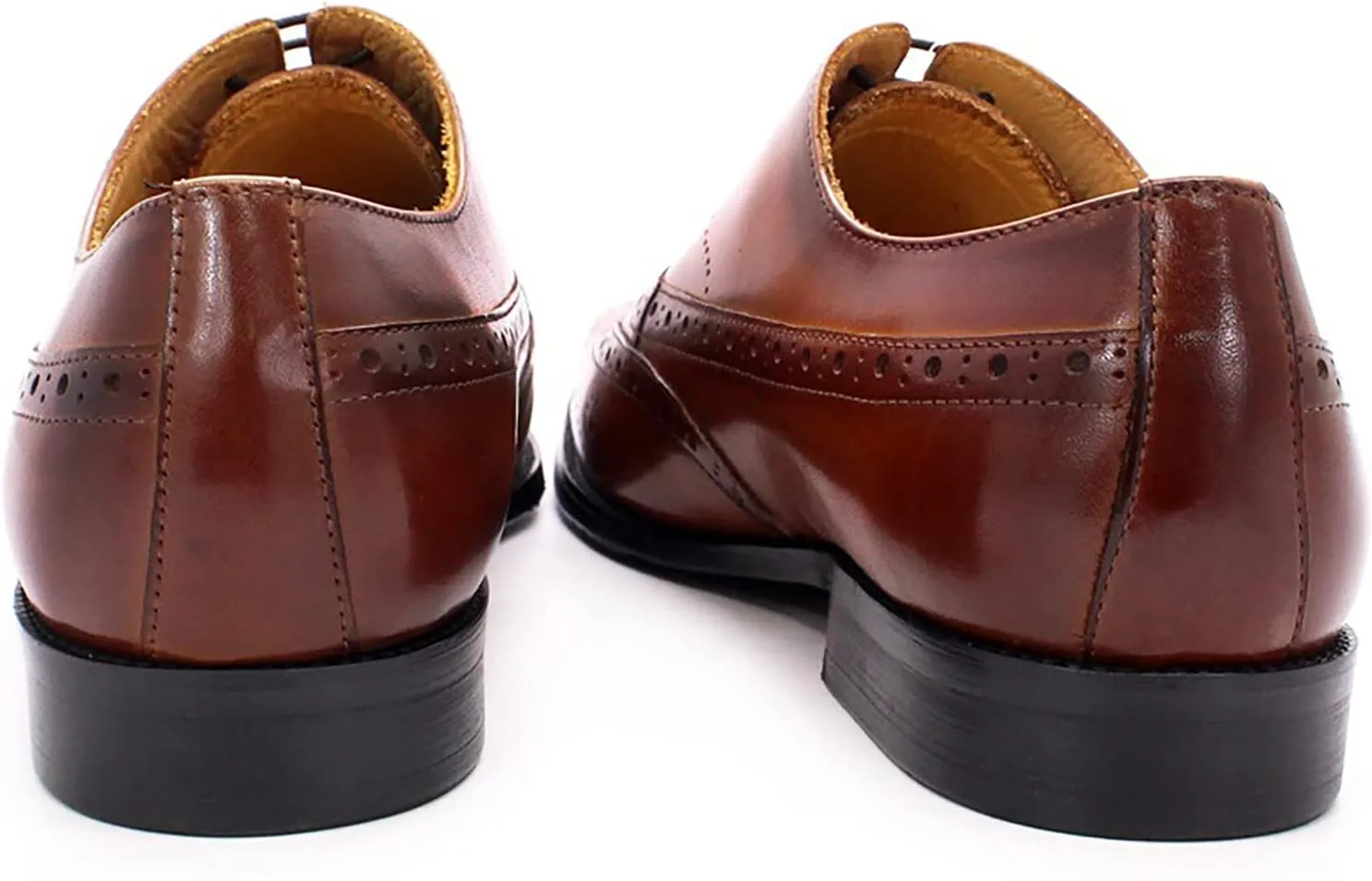 Mens Formal Leather Lace-up Brogues Business Casual Dress Oxfords Wedding Party Derbys Breathable,Brown-38
