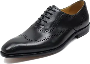 Mens Formal Leather Lace-up Brogues Work Uniform Dress Oxfords Wedding Party Derbys Breathable,Black-44