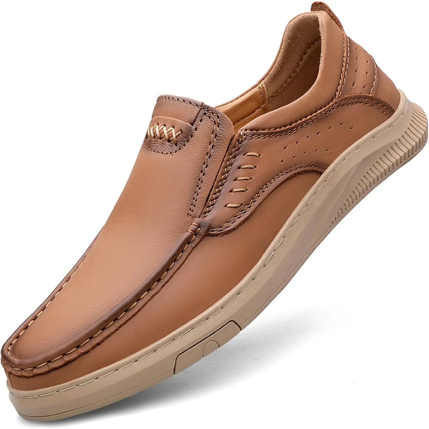 Men's Formal Leather Soft Soled Driving Loafers Business Comfort Soft Penny Classic Moccasins Hand Stitched Casual Leather Shoes