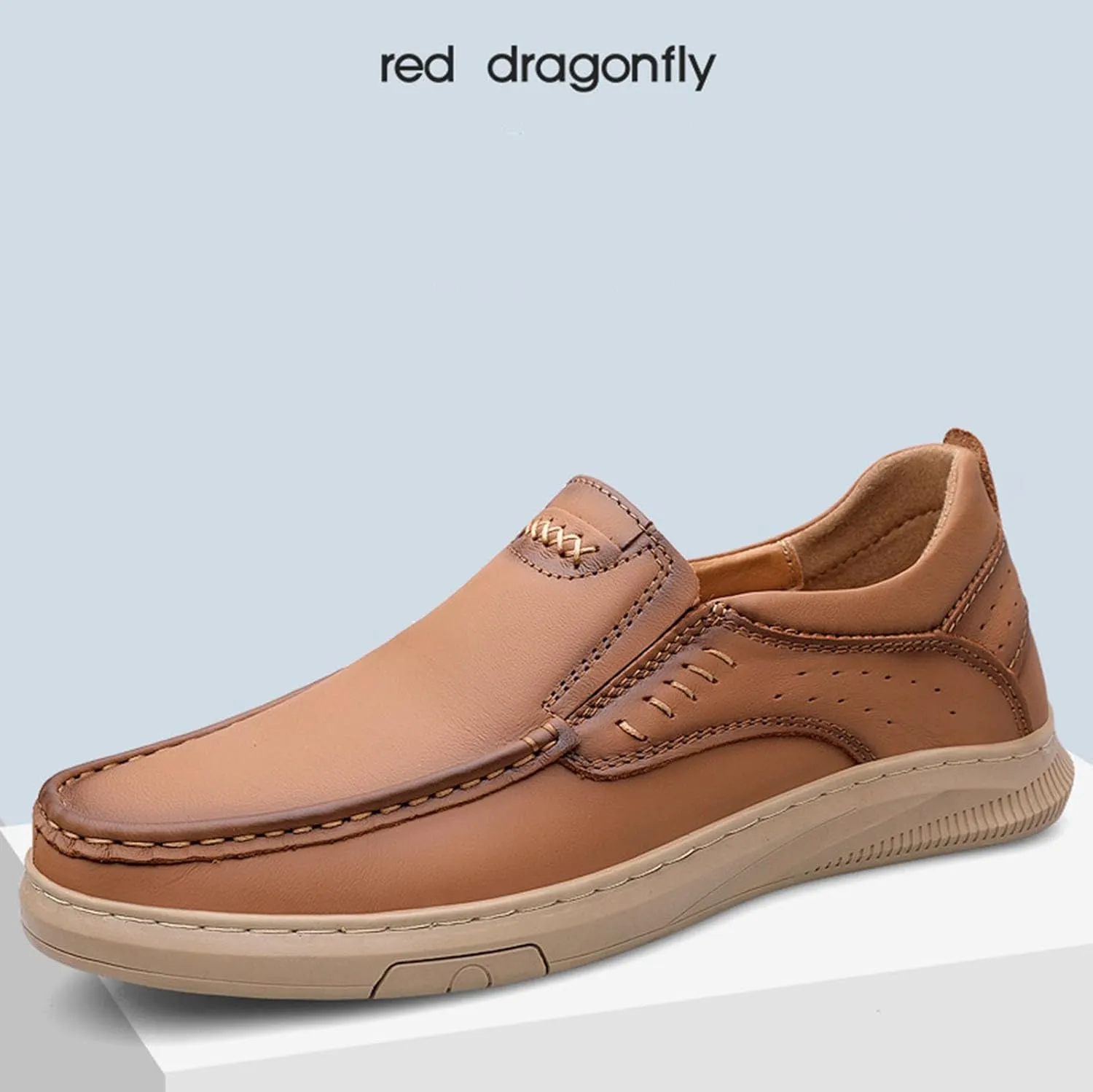 Men's Formal Leather Soft Soled Driving Loafers Business Comfort Soft Penny Classic Moccasins Hand Stitched Casual Leather Shoes