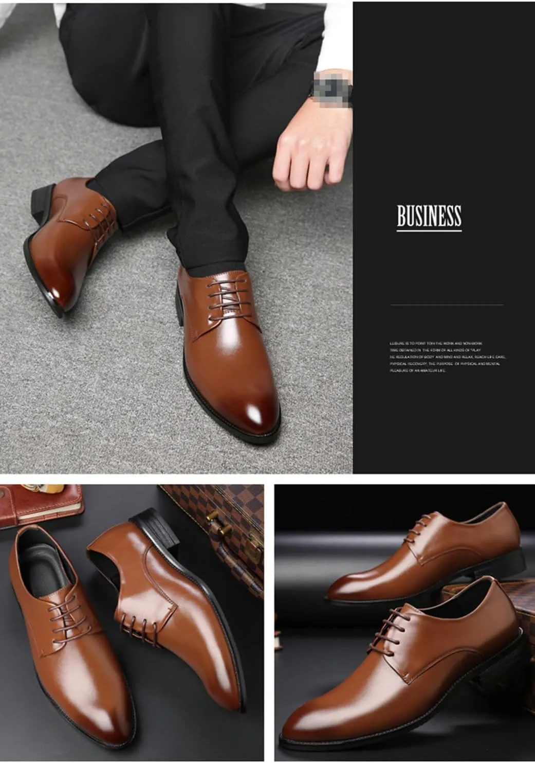 Men's Formal Oxford Shoes Casual Lace-up Classic Comfort Business Derbys Tuxedo Dress Shoes for Men