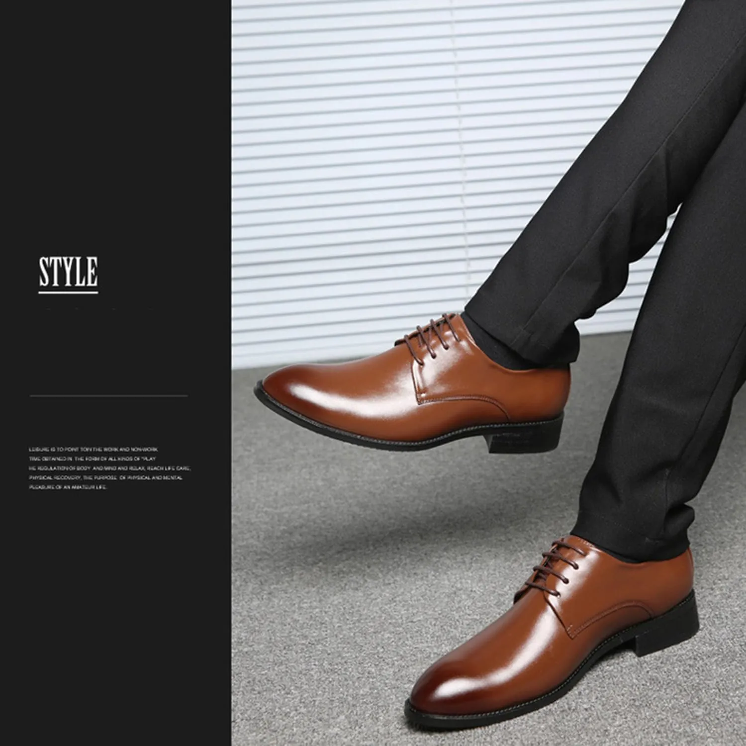 Men's Formal Oxford Shoes Casual Lace-up Classic Comfort Business Derbys Tuxedo Dress Shoes for Men