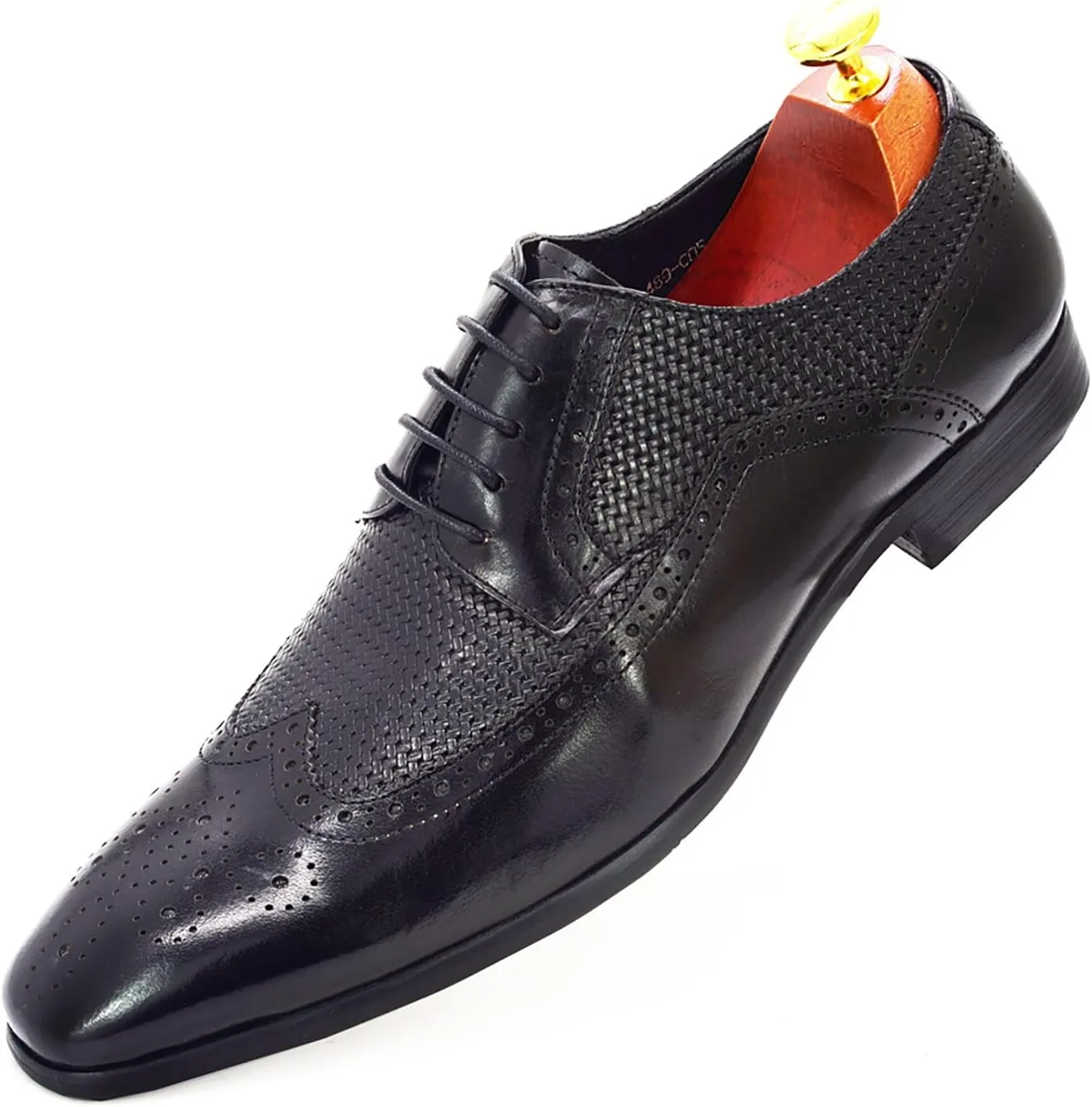 Men's Formal Oxford Shoes Casual Wingtip Derbys Classic Lace-up Brogues Shoes Business Wedding Party,Black-44