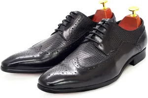 Men's Formal Oxford Shoes Casual Wingtip Derbys Classic Lace-up Brogues Shoes Business Wedding Party,Black-44