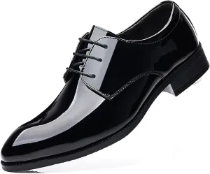 Men's Formal Oxford Shoes Faux Patent Leather Shoes for Men Business Derbys Wedding Suit Tuxedo Dress Shoes