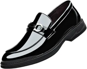 Men's Genuine Leather Dress Shoes Business Casual Monk Strap Slip-On Loafers Shoes for Men