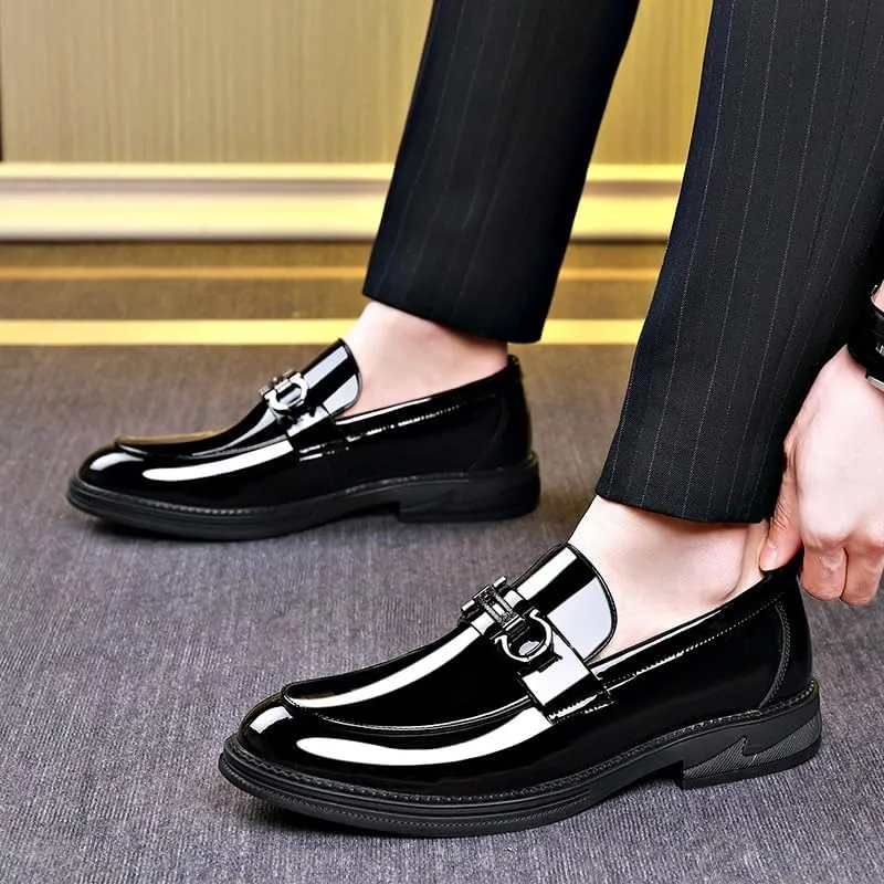 Men's Genuine Leather Dress Shoes Business Casual Monk Strap Slip-On Loafers Shoes for Men