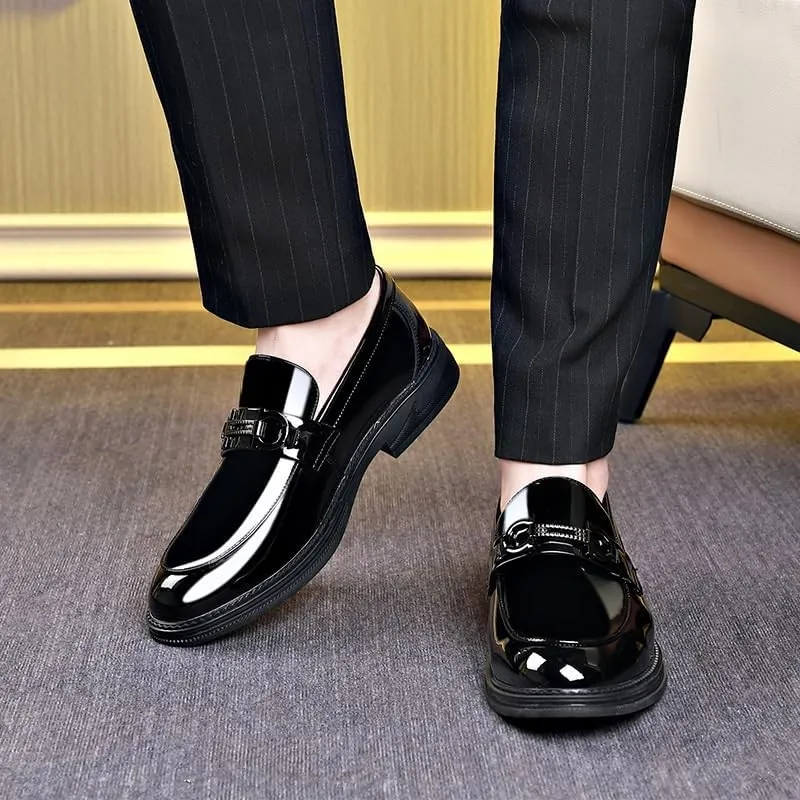 Men's Genuine Leather Dress Shoes Business Casual Monk Strap Slip-On Loafers Shoes for Men
