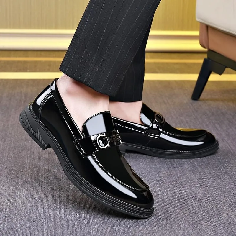 Men's Genuine Leather Dress Shoes Business Casual Monk Strap Slip-On Loafers Shoes for Men