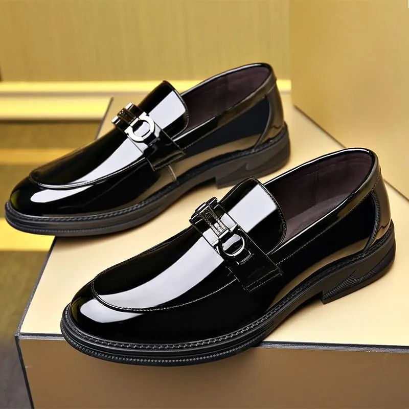 Men's Genuine Leather Dress Shoes Business Casual Monk Strap Slip-On Loafers Shoes for Men