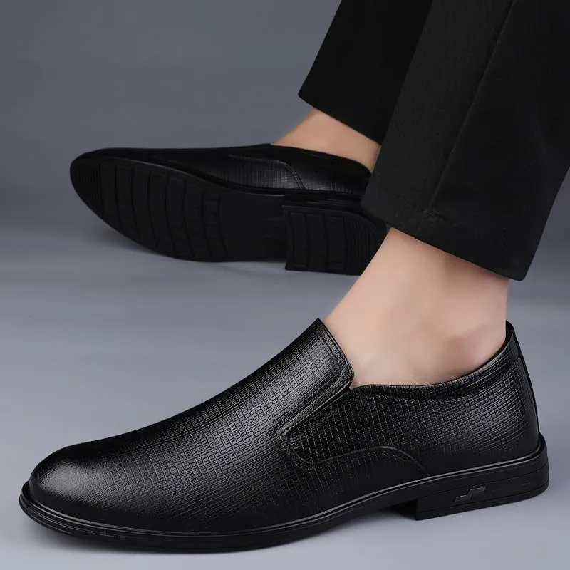 Men's Genuine Leather Luxury Slip-On Casual Driving Shoes, Walking Flats, Comfortable Formal Leather Shoes for Men