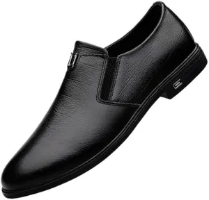 Men's Genuine Leather Slip-On Loafers Shoes Pointed Toe Derbys Classic Formal Business Oxfords Shoes