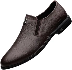 Men's Genuine Leather Slip-On Loafers Shoes Pointed Toe Derbys Classic Formal Business Oxfords Shoes