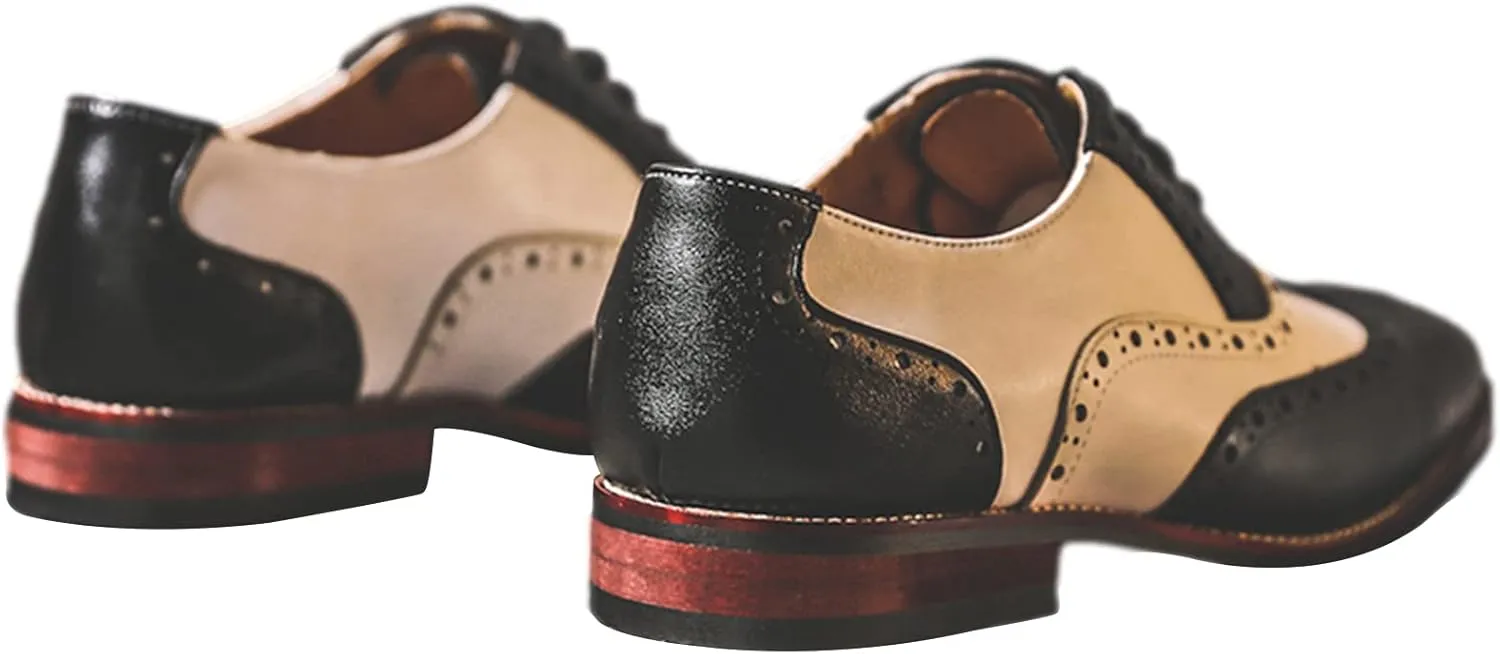 Men's Handsome Microfiber Leather Brogues Wedding Shoes Color Blocking Oxfords Formal Dress Shoes