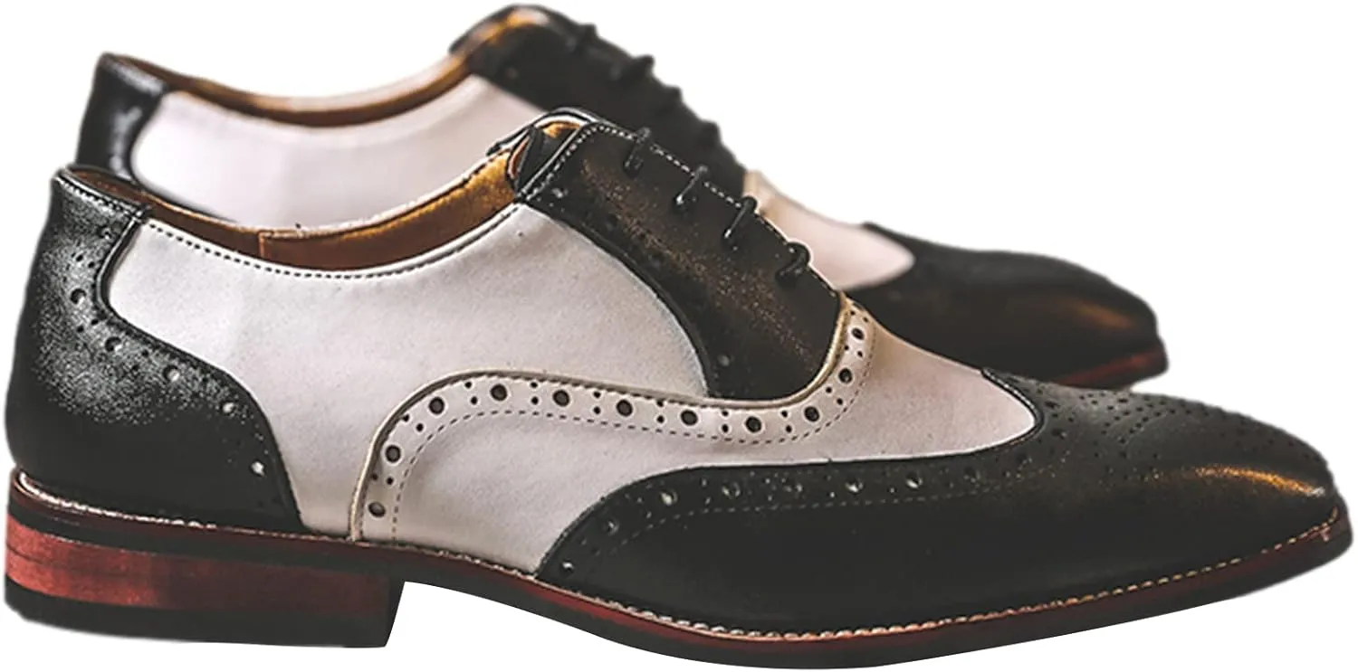 Men's Handsome Microfiber Leather Brogues Wedding Shoes Color Blocking Oxfords Formal Dress Shoes