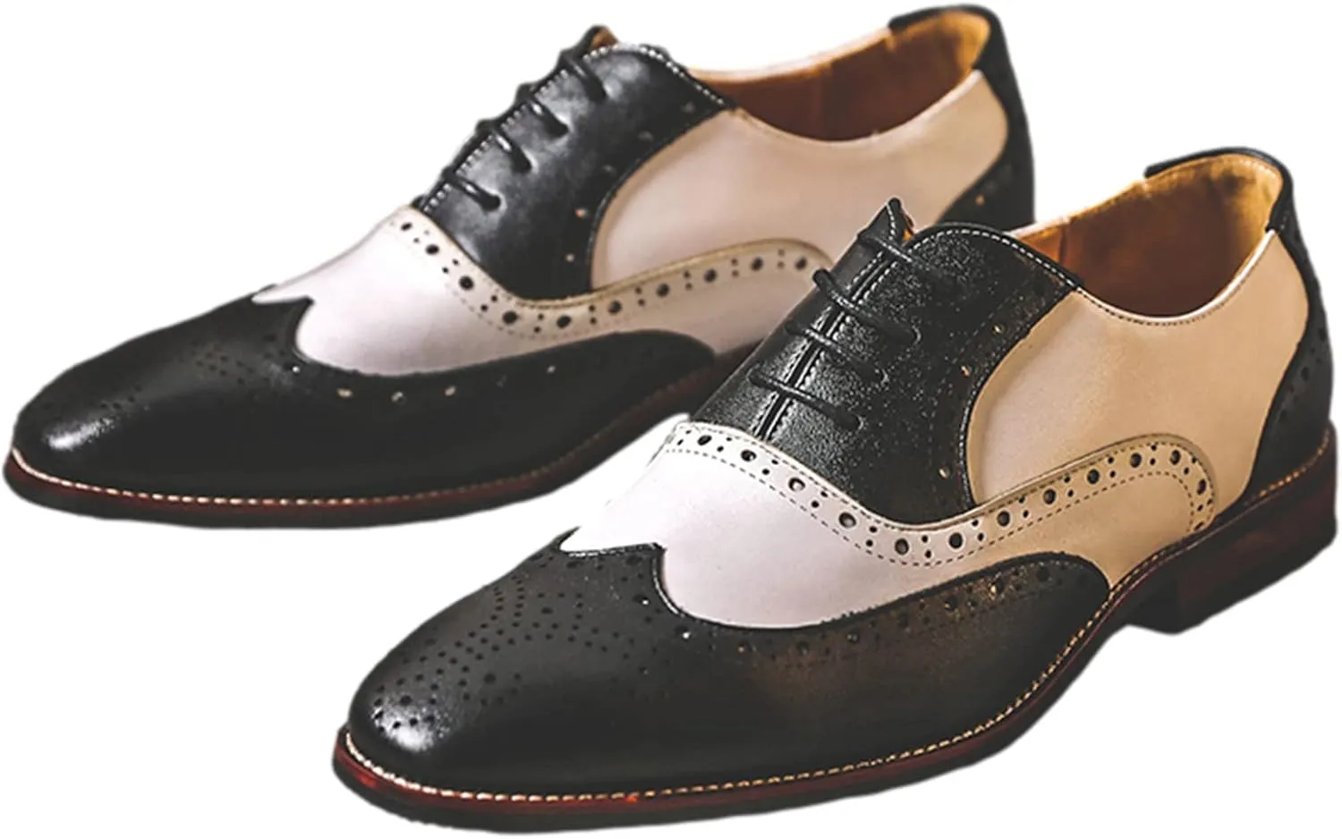 Men's Handsome Microfiber Leather Brogues Wedding Shoes Color Blocking Oxfords Formal Dress Shoes