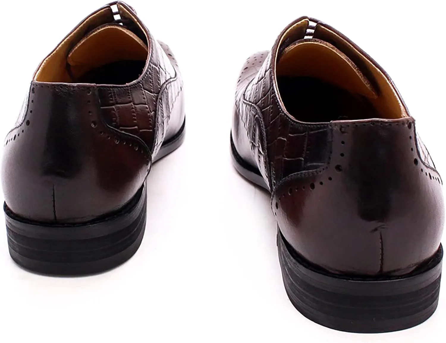 Men's Lace-up Brogues Casual Oxford Shoes Formal Derbys Breathable Leather Dress Shoes,Brown-40
