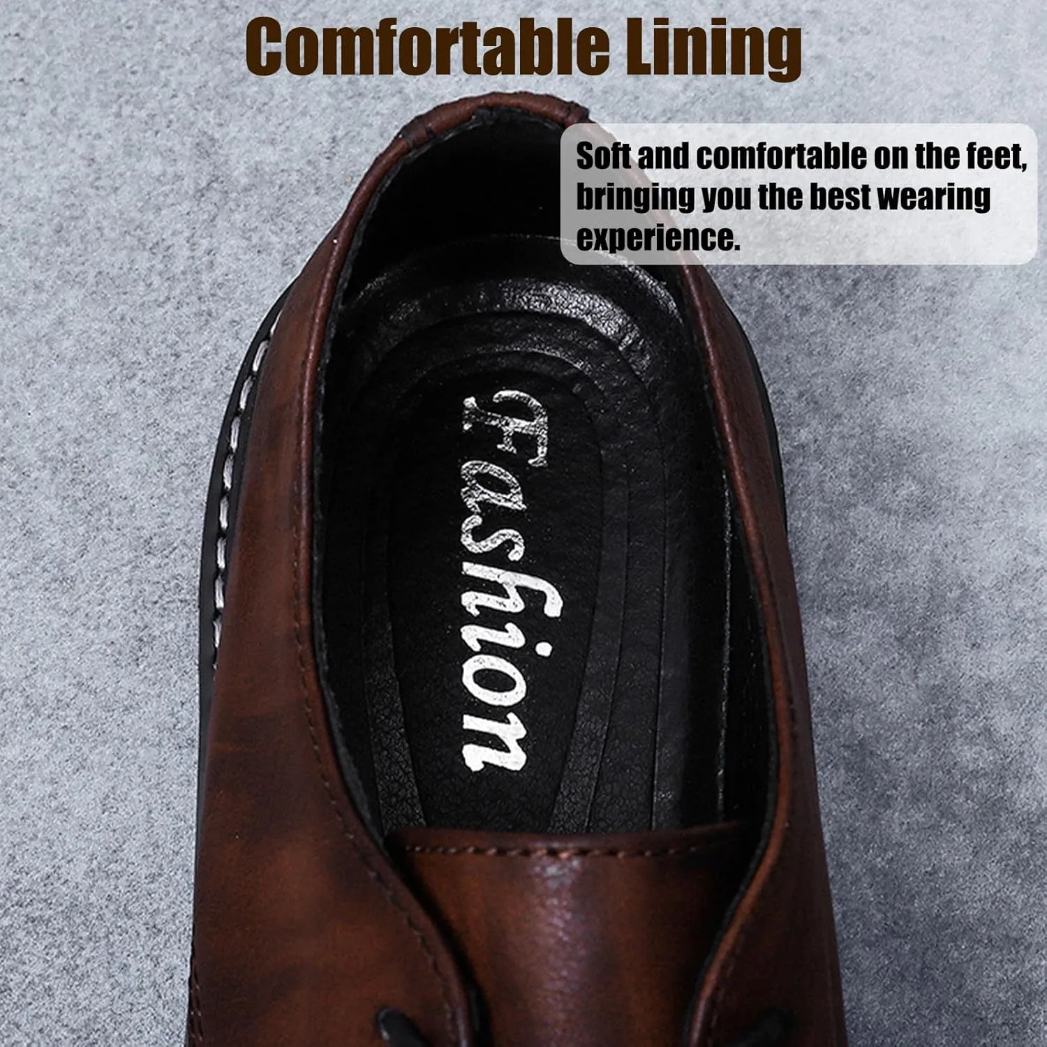 Men's Lace Up Leather Oxford Shoes,Comfortable Non-Slip Casual Business Work Dress Shoes Fashion Derbys