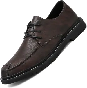 Men's Lace Up Leather Oxford Shoes,Comfortable Non-Slip Casual Business Work Dress Shoes Fashion Derbys