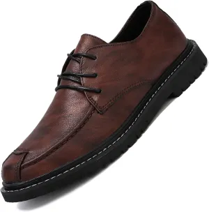 Men's Lace Up Leather Oxford Shoes,Comfortable Non-Slip Casual Business Work Dress Shoes Fashion Derbys