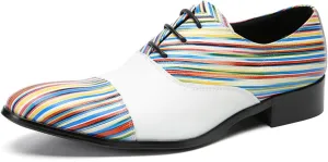 Men's Lace-up Shoes, Stitching Stripe Formal Dress Shoes Oxford Genuine Leather Derbys Plus Size Casual Business Low Top Breathable Suit Shoes