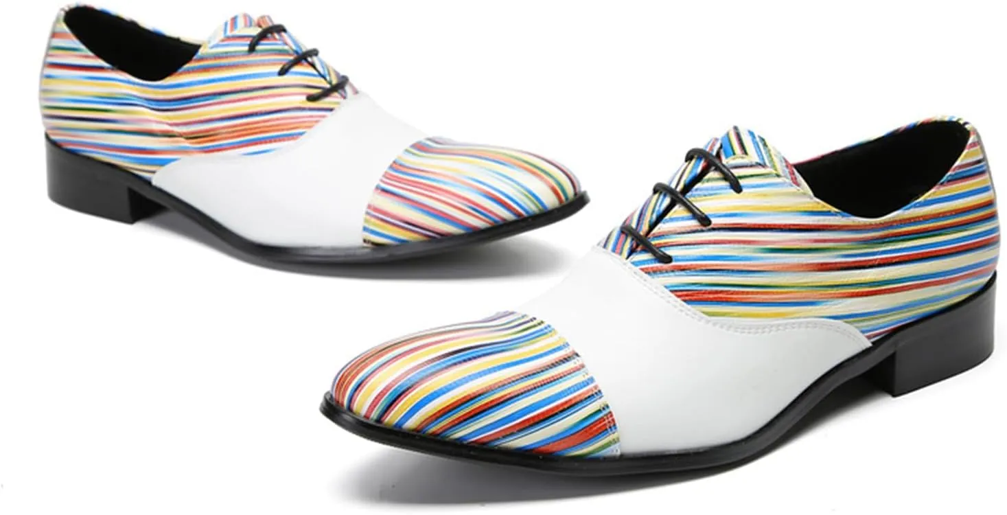 Men's Lace-up Shoes, Stitching Stripe Formal Dress Shoes Oxford Genuine Leather Derbys Plus Size Casual Business Low Top Breathable Suit Shoes