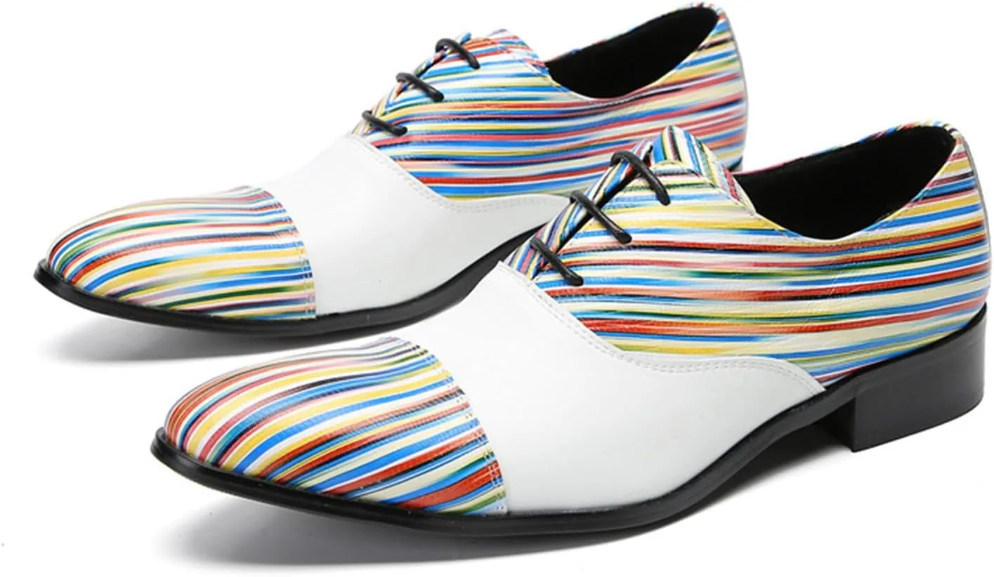Men's Lace-up Shoes, Stitching Stripe Formal Dress Shoes Oxford Genuine Leather Derbys Plus Size Casual Business Low Top Breathable Suit Shoes