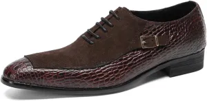 Men's Lace-ups, Formal Dress Shoes Handmade Oxford Genuine Leather Derbys Plus Size Casual Business Low Top Pointed Toe Breathable Suit Shoes