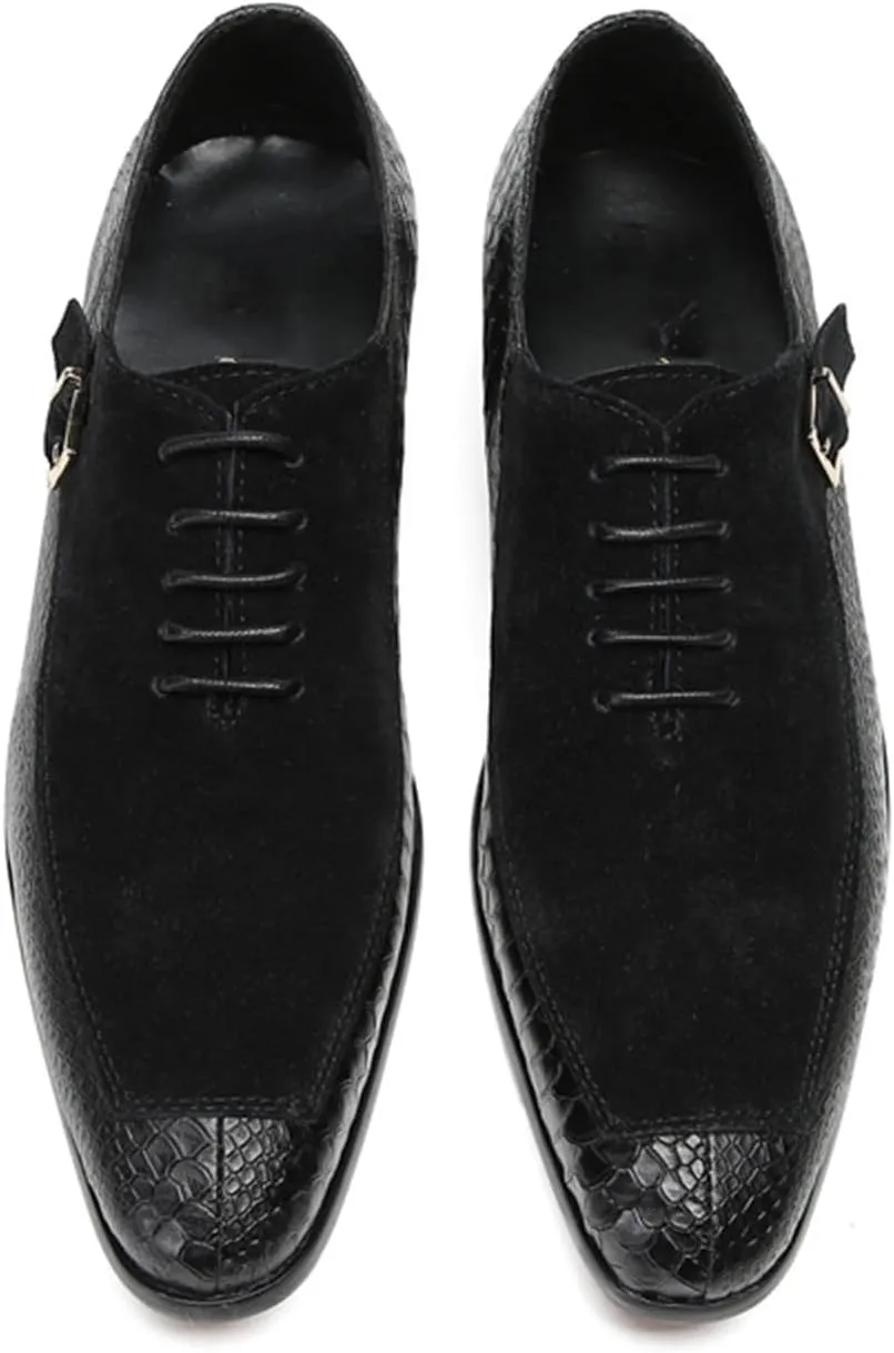 Men's Lace-ups, Formal Dress Shoes Handmade Oxford Genuine Leather Derbys Plus Size Casual Business Low Top Pointed Toe Breathable Suit Shoes