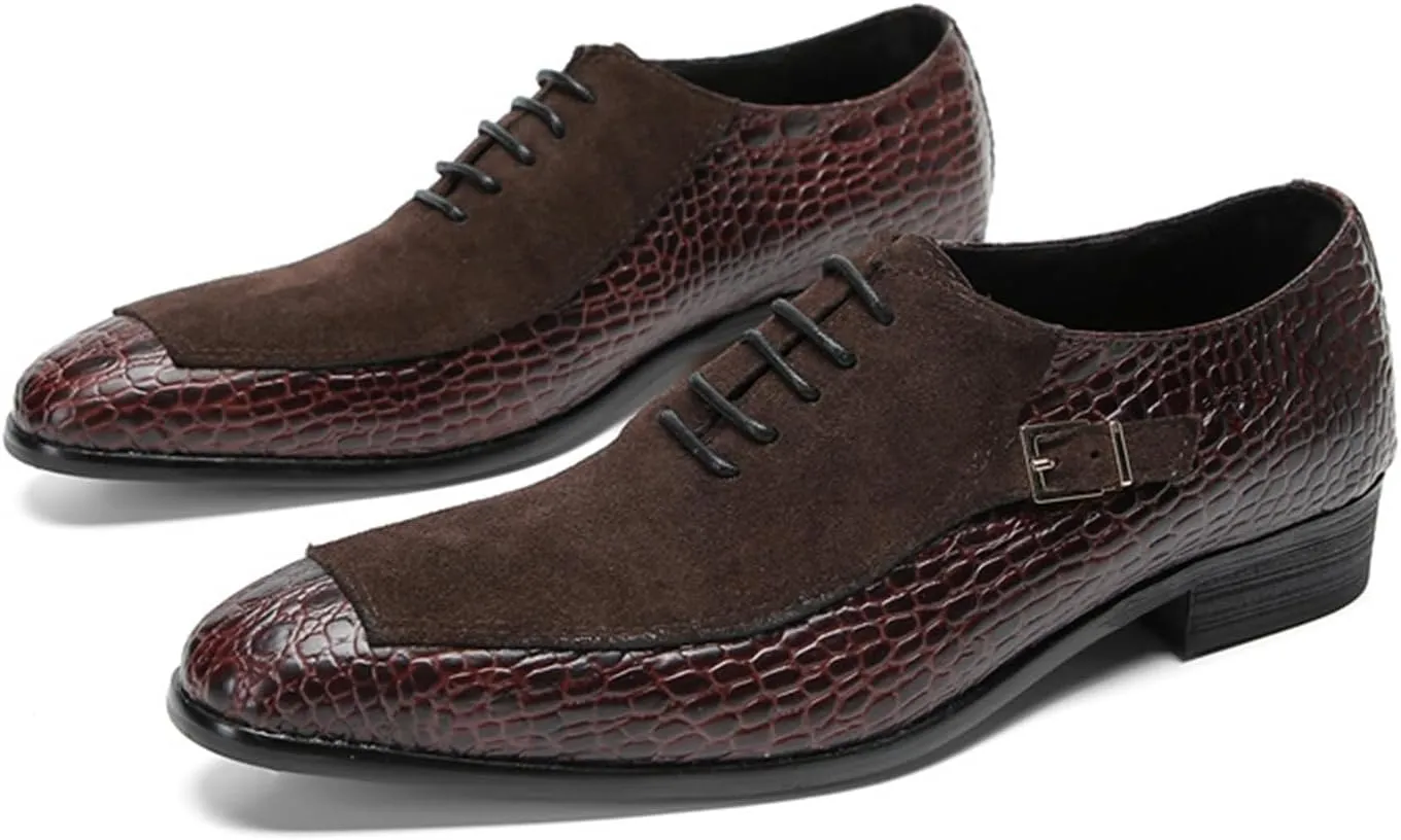 Men's Lace-ups, Formal Dress Shoes Handmade Oxford Genuine Leather Derbys Plus Size Casual Business Low Top Pointed Toe Breathable Suit Shoes