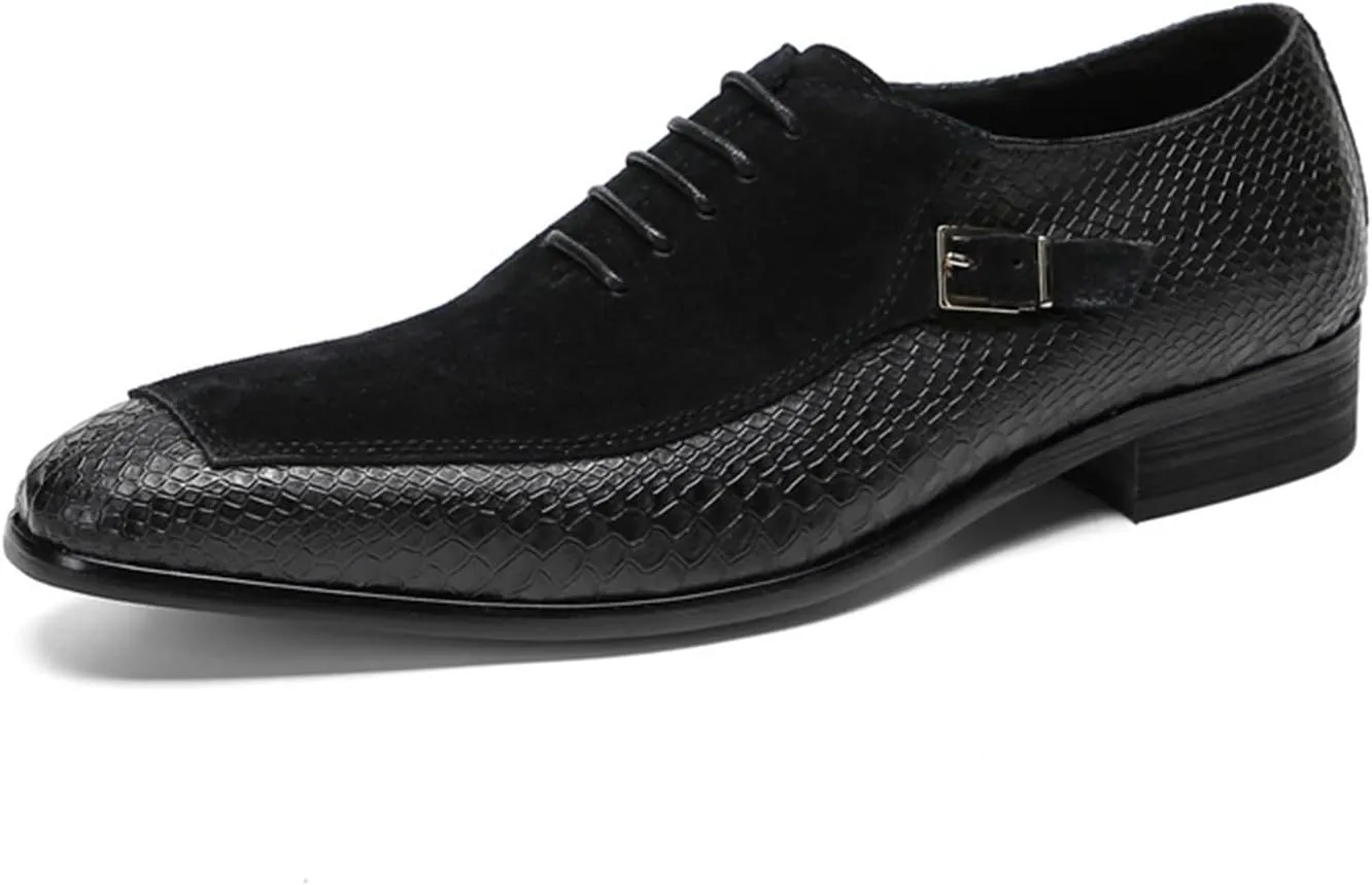 Men's Lace-ups, Formal Dress Shoes Handmade Oxford Genuine Leather Derbys Plus Size Casual Business Low Top Pointed Toe Breathable Suit Shoes