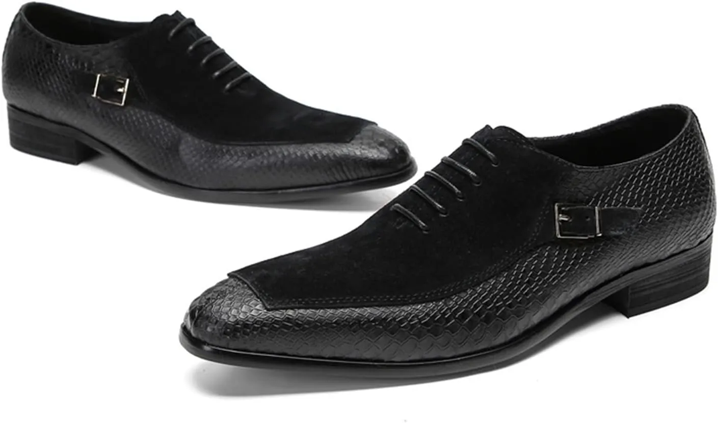 Men's Lace-ups, Formal Dress Shoes Handmade Oxford Genuine Leather Derbys Plus Size Casual Business Low Top Pointed Toe Breathable Suit Shoes