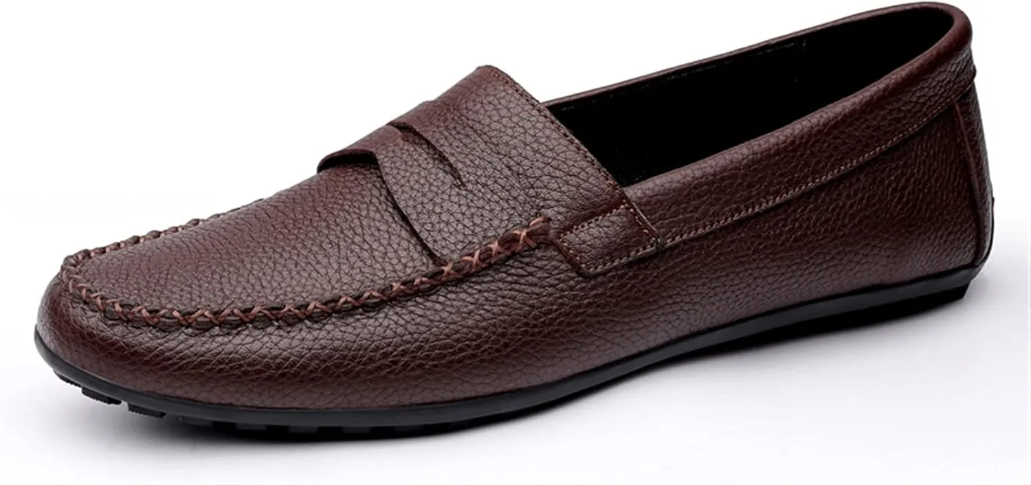 Men's Loafers Penny Driving Loafers Leather Lightweight Slip Resistant Flat Heel Outdoor Slip-ons