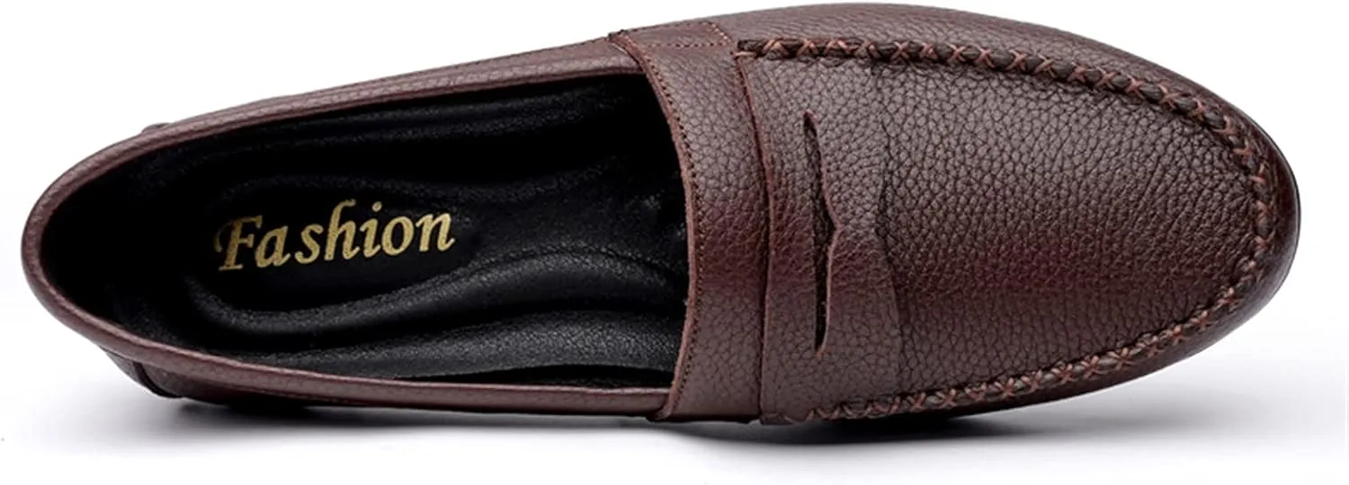 Men's Loafers Penny Driving Loafers Leather Lightweight Slip Resistant Flat Heel Outdoor Slip-ons