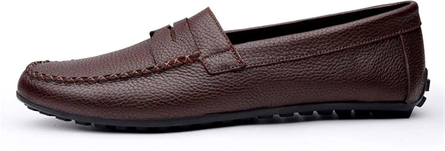 Men's Loafers Penny Driving Loafers Leather Lightweight Slip Resistant Flat Heel Outdoor Slip-ons