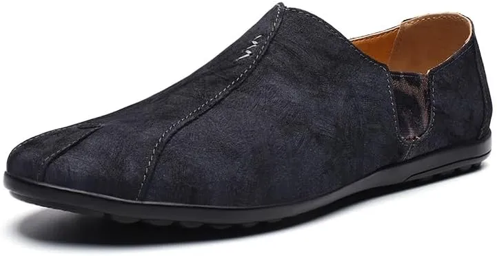 Men's Loafers Retro Printing Leather Loafers Comfortable Flexible Slip Resistant Classic Slip-ons