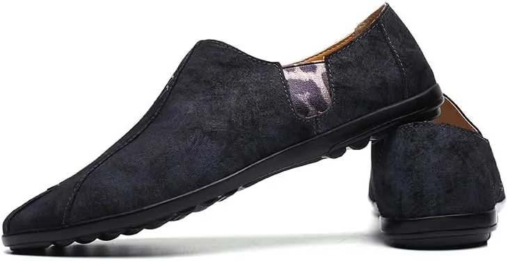 Men's Loafers Retro Printing Leather Loafers Comfortable Flexible Slip Resistant Classic Slip-ons