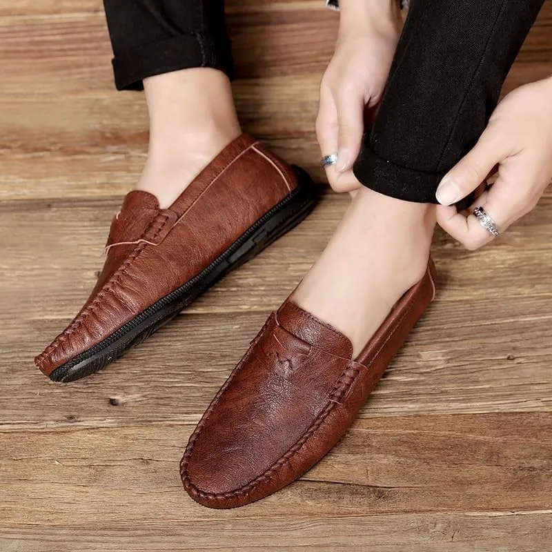 Men's Loafers Shoes Faux Leather Prom Moccasins Shoe Solid Color Anti-Slip Non Outdoor Slip On