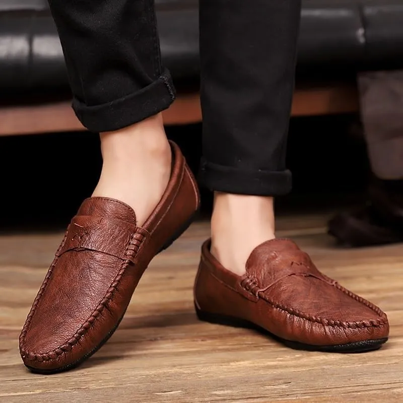 Men's Loafers Shoes Faux Leather Prom Moccasins Shoe Solid Color Anti-Slip Non Outdoor Slip On