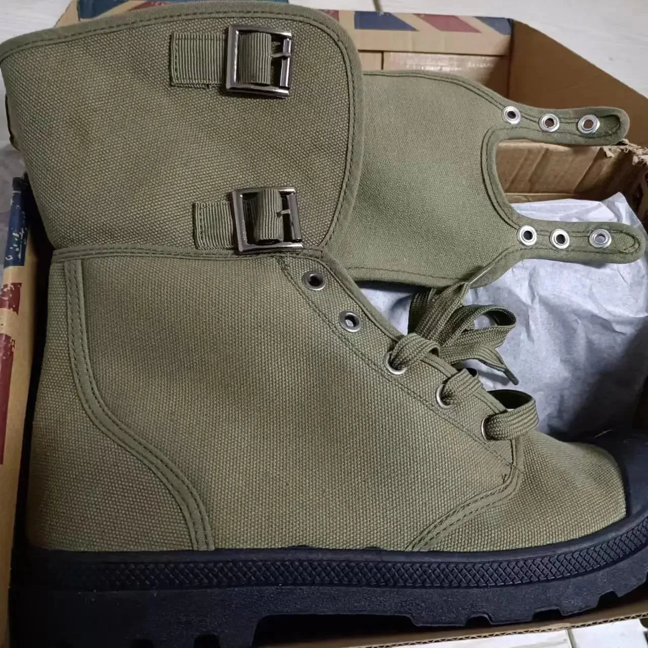 Men's Long Canvas Shoes Outdoor High Top Casual Boots Desert Tactical Anti Slip Mountaineering Work Shoes