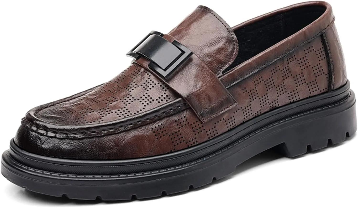 Men's Oxfords Breathable Dress Shoes Business Oxford Shoes Fashion Slip-On Round Toe Classic Modern Formal Leather Shoes Casual Loafers