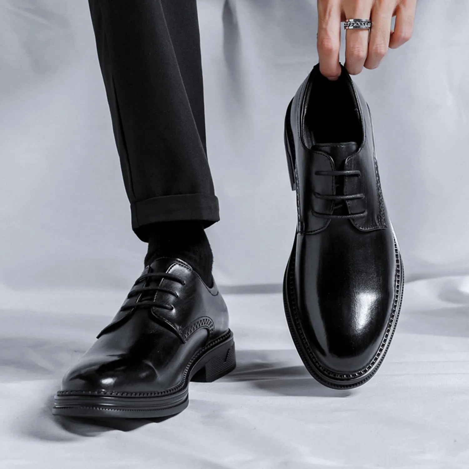 Men's Oxfords Classic Lace-ups Formal Business Dress Brogues Derbys Casual No-Slip Wedding Fashion Party Shoes