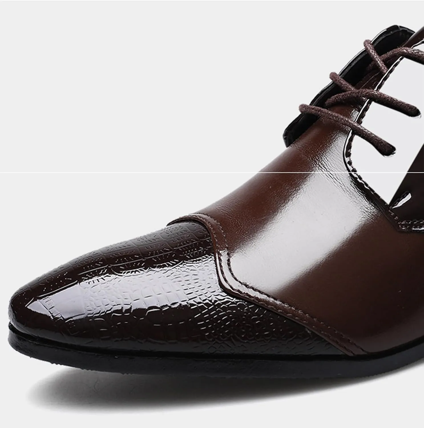 Men's Oxfords Fashion Patchwork Patent Leather Pointed Toe Shoes Formal Business Derbys Office Work Dress Shoes