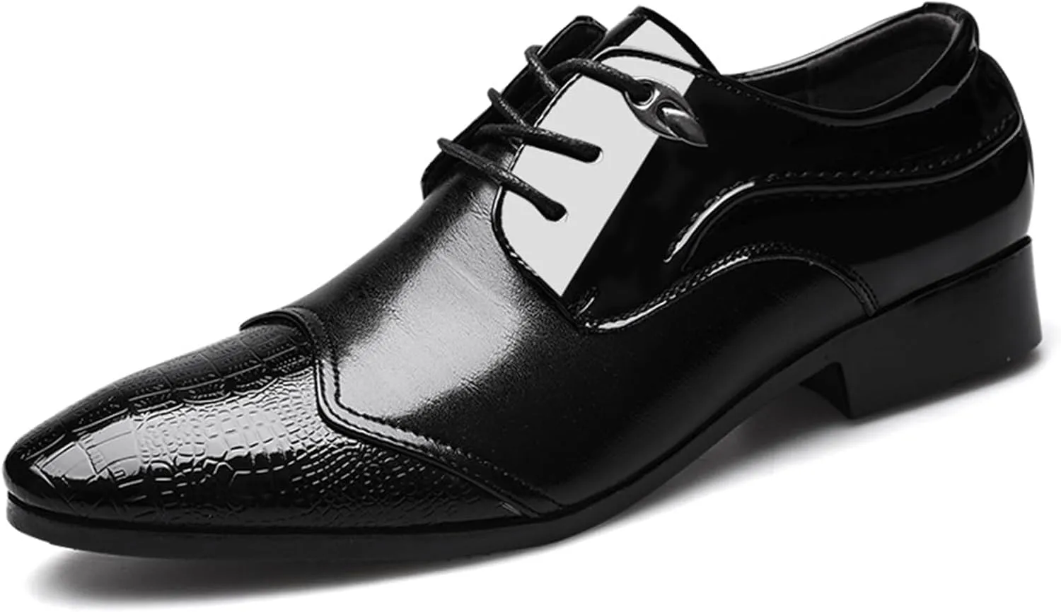Men's Oxfords Fashion Patchwork Patent Leather Pointed Toe Shoes Formal Business Derbys Office Work Dress Shoes