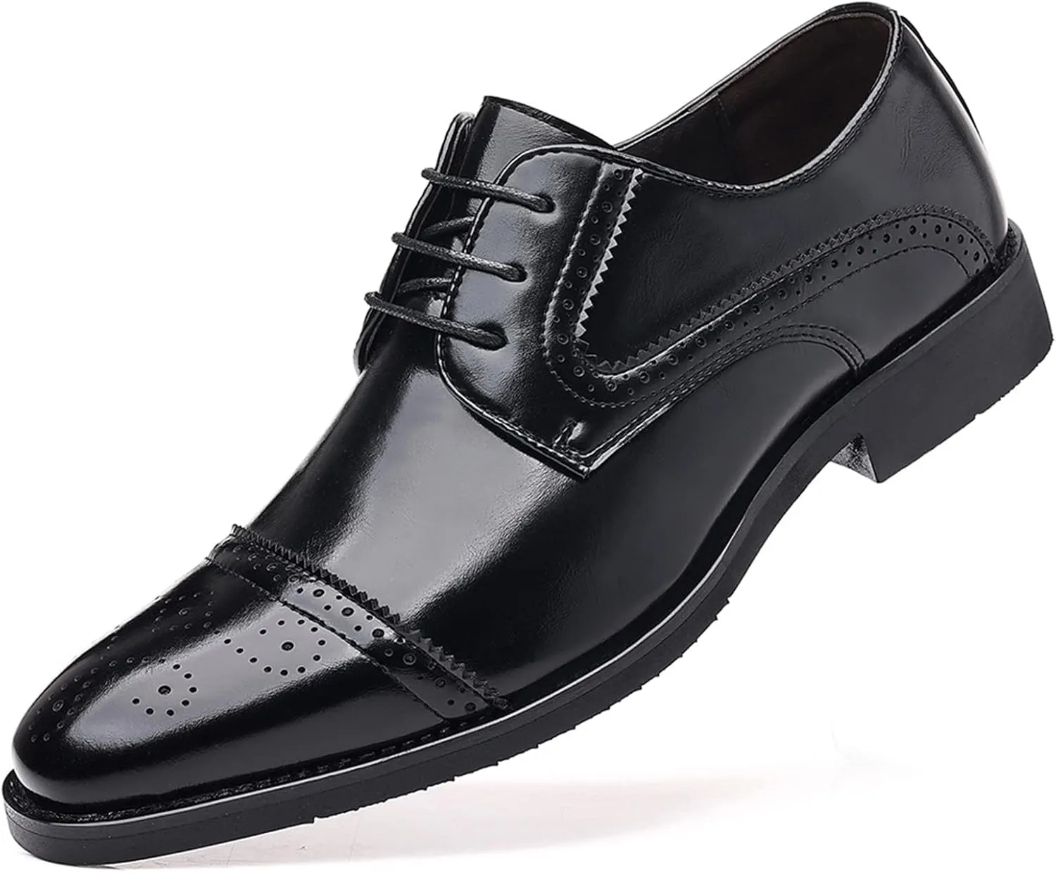 Men's Oxfords Lace Up Casual Dress Shoes Classic Brogue Derbys Formal Modern Business Shoes for Office Work