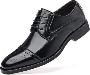 Men's Oxfords Lace Up Casual Dress Shoes Classic Brogue Derbys Formal Modern Business Shoes for Office Work