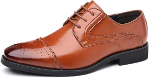 Men's Oxfords Lace Up Casual Dress Shoes Classic Brogue Derbys Formal Modern Business Shoes for Office Work