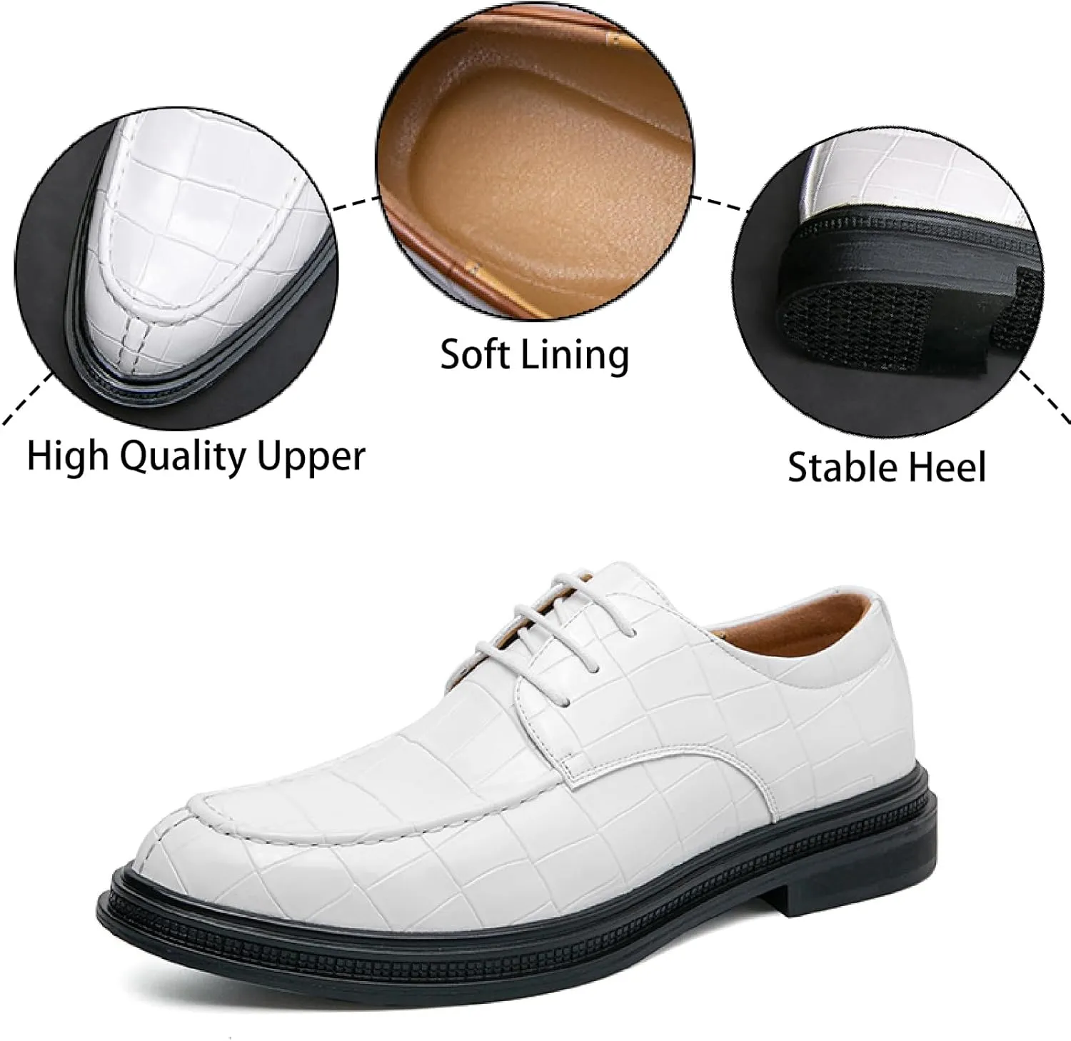 Men's Patent Leather Brogue Oxfords Fashion Comfortable Pointed Toe Lace-up Wingtips Dress Wedding Business Derbys Shoes